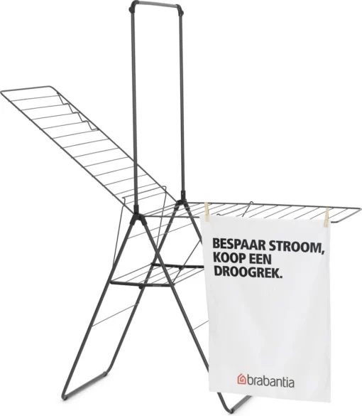 Brabantia HangOn Droogrek Inklapbaar - 25 Meter - Met Stang - Matt Black -Brabantia Winkel 1047x1200 1