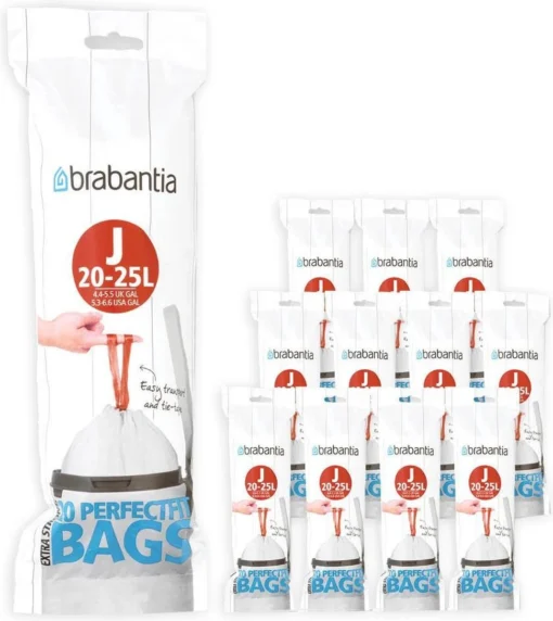 Brabantia PerfectFit Vuilniszakken - 20/25 L - Code J - 12 Rollen X 20 Stuks -Brabantia Winkel