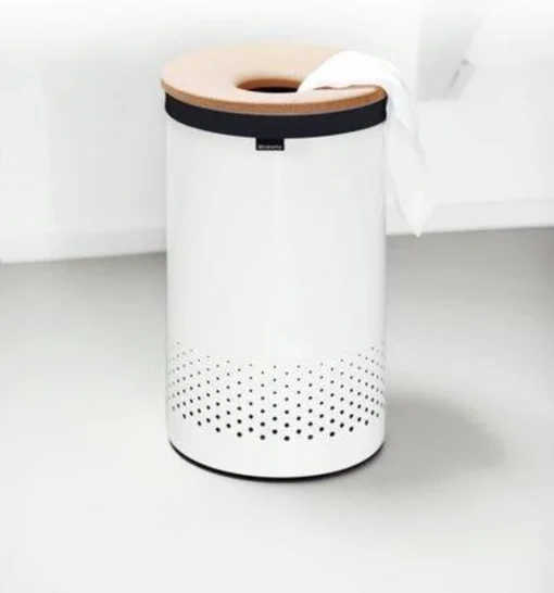 Brabantia Wasmand Met Deksel - 60 L - White / Kurken Deksel -Brabantia Winkel