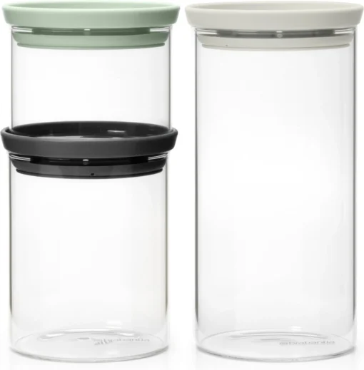 Brabantia Voorraadpotten - Stapelbaar - 0,3 0,6 & 1,1 L - Glas -Brabantia Winkel