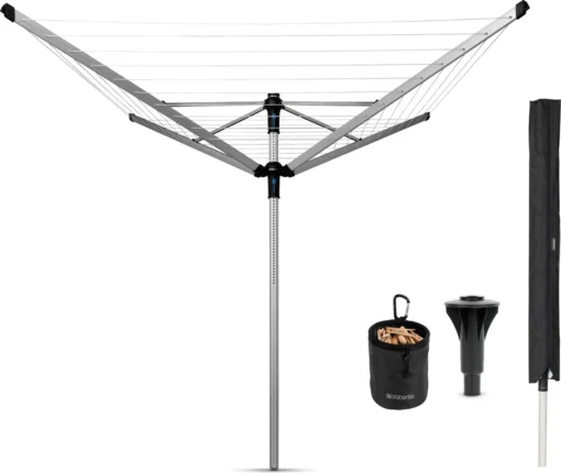 Brabantia Lift-o-Matic Advance Droogmolen Met Kunststof Betonanker, Beschermhoes En Wasknijpertasje - 50 M - Zilvergrijs -Brabantia Winkel 1200x1012 4