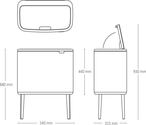 Brabantia Afvalemmer Bo Touch Bin Champagnekleur, 11 + 23 L -Brabantia Winkel 1200x1031 2