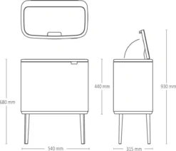 Brabantia Afvalemmer Bo Touch Bin Pine Green, 11 + 23 L -Brabantia Winkel 1200x1031 5