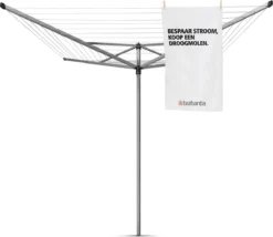 Brabantia Topspinner Droogmolen - Met Metalen Grondanker, Beschermhoes, Wasknijpertasje En Wasknijpers - 40 M - Metallic Grey -Brabantia Winkel 1200x1038