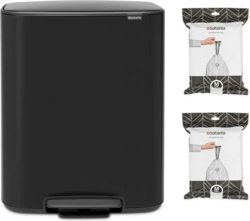 Brabantia Bo Prullenbak - 60 L - Met 80 Vuilniszakken - Matt Black -Brabantia Winkel 1200x1060 1