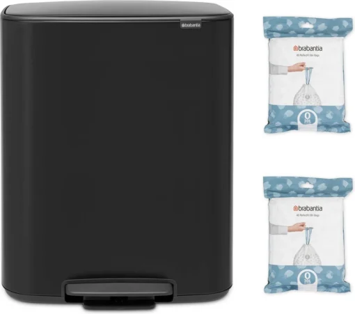 Brabantia Bo Prullenbak - 2 X 30 L - Met 80 Vuilniszakken - Matt Black -Brabantia Winkel 1200x1060 2