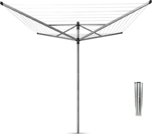 Brabantia Lift-O-Matic Droogmolen Met Grondanker - 60 M - Metallic Grey -Brabantia Winkel