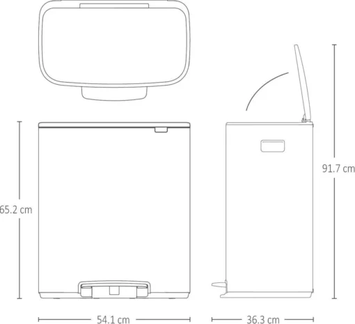 Brabantia Bo Prullenbak - 60 L - Met 80 Vuilniszakken - Matt Black -Brabantia Winkel 1200x1096 1