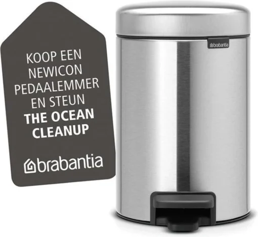 Brabantia NewIcon Prullenbak - 3 L - Matt Steel -Brabantia Winkel