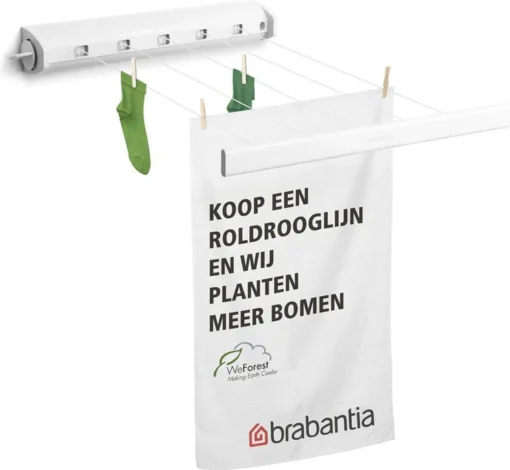 Brabantia Roldrooglijn - Uittrekbaar Tot 4,4 M - 22 M - Wit -Brabantia Winkel