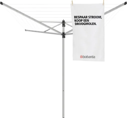 Brabantia Lift-O-Matic Droogmolen - Met Metalen Grondanker, Beschermhoes, Wasknijpertasje En Wasknijpers - 40 M - Metallic Grey -Brabantia Winkel 1200x1113 1