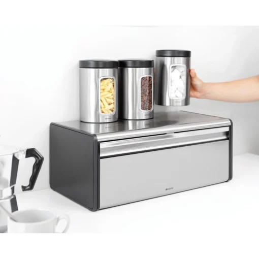 Brabantia Broodtrommel - Met Klepdeksel - Matt Steel Fingerprint Proof / Matt Black -Brabantia Winkel 1200x1200 181