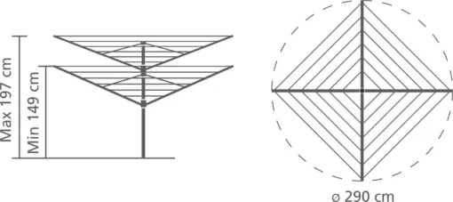 Brabantia Lift-o-Matic Advance Droogmolen Met Kunststof Betonanker, Beschermhoes En Wasknijpertasje - 50 M - Zilvergrijs -Brabantia Winkel