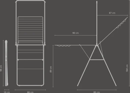 Brabantia HangOn Droogrek Inklapbaar - 25 Meter - Met Stang - Matt Black -Brabantia Winkel