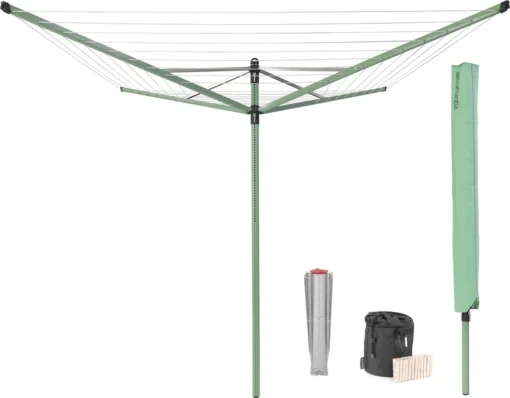 Brabantia Lift-O-Matic Droogmolen Met Metalen Grondanker, Beschermhoes, Wasknijpertasje En Wasknijpers - 50 M - Leaf Green -Brabantia Winkel 1200x937 6