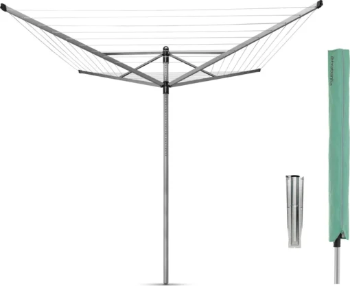 Brabantia Lift-O-Matic Droogmolen Met Grondanker En Beschermhoes - 50 M - Metallic Grey -Brabantia Winkel