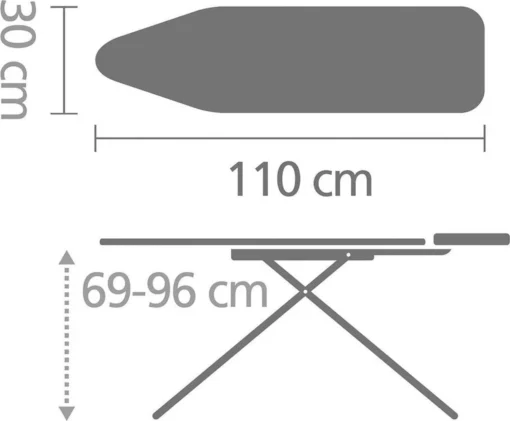 Brabantia Strijkplank A - Met Strijkijzerhouder - 110x30 Cm - Ice Water -Brabantia Winkel 1200x991 1