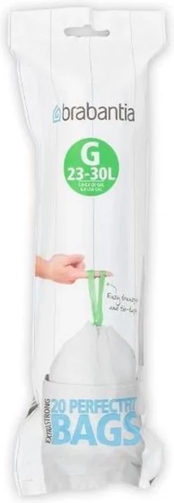 Brabantia Perfect Fit Afvalzak Met Trekbandsluiting - 23/30 L - Code G - 20 Stuks -Brabantia Winkel 417x1200