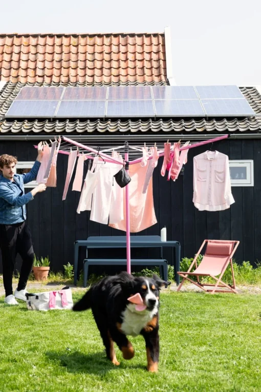 Brabantia Lift-O-Matic Droogmolen Met Metalen Grondanker, Beschermhoes, Wasknijpertasje En Wasknijpers - 50 M - Spring Pink -Brabantia Winkel 800x1200 5