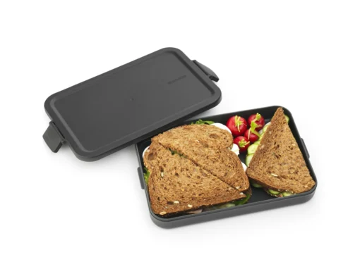 Brabantia Make & Take Lunchbox Plat, Kunststof Dark Grey -Brabantia Winkel Make Take Lunch Box Flat Plastic Dark Grey 8710755202704 Brabantia 300dpi 6500x5000px 6 NR 28341