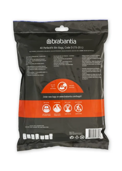 Brabantia Afvalzak Code D 15-20 Liter 40 Liter -Brabantia Winkel PerfectFit Bags Code D 15 20L 40 Bags White 8710755138164 Brabantia 300dpi 5000x7000px 6 NR 25606