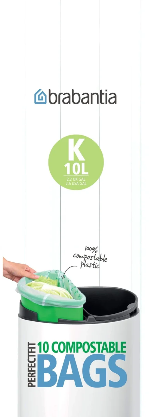 Brabantia Afvalzak Composteerbaar 10 Liter K 10 Stuks -Brabantia Winkel PerfectFit BagsCode K Comp. 10L 10pcs Green 8710755364983 Brabantia 1404x3892px 6 NR 2065