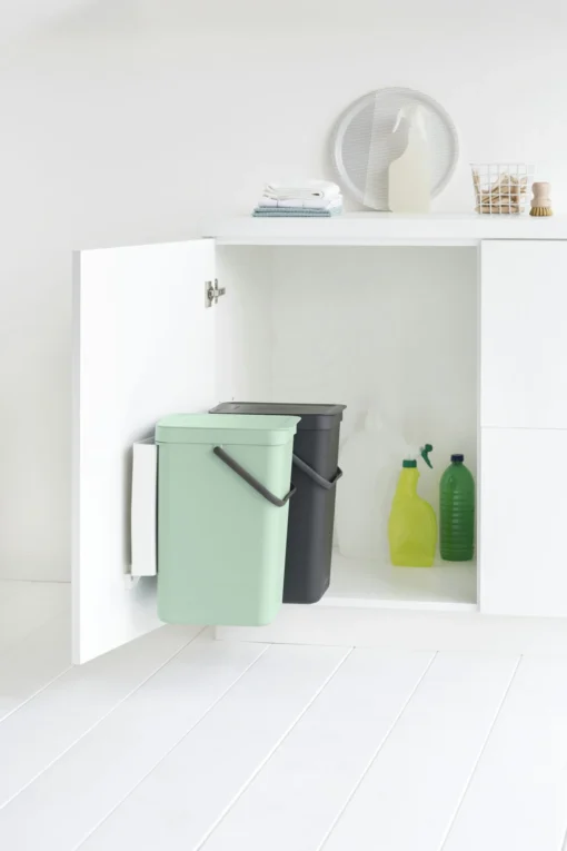 Brabantia Sort En Go Inbouwemmer 2x16 Liter Jade Green Grey -Brabantia Winkel Sort Go Built in Bin 2 x 16L Jade Green Grey 8710755214462 Brabantia 300dpi 3840x5760px 6 NR 25797